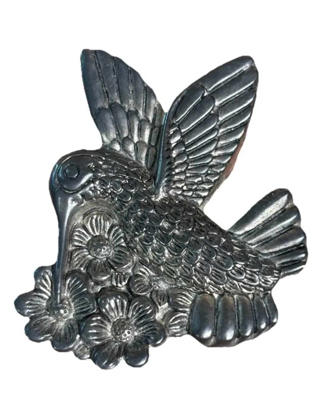 Hummingbird Silver Toned RING TRINKET BOX JEWELRY WEDDING TOOTHFAIRY Red Velvet